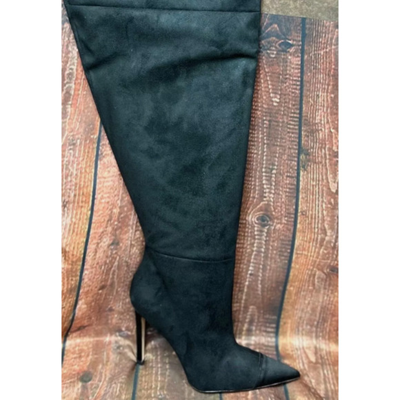 NIB Good American Women's Suede Stiletto Pointed Toe Over the Knee Boots Sz 8 - Picture 6 of 12